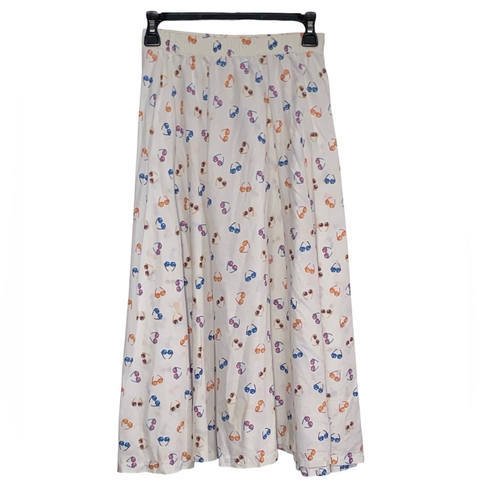 Vintage 80s Rumours California sunglass colorful print midi skirt Dopamine